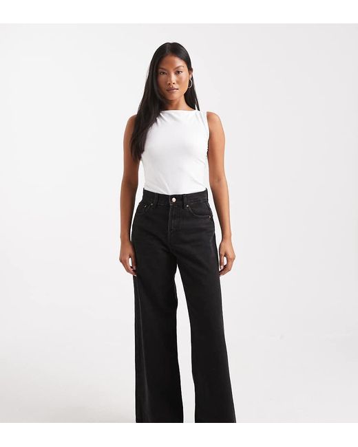 Only Petite Hope Jeans Met Hoge Taille En Wijde Pijpen in het Black