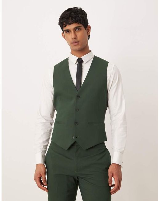 ASOS Green Skinny Suit Waistcoat for men