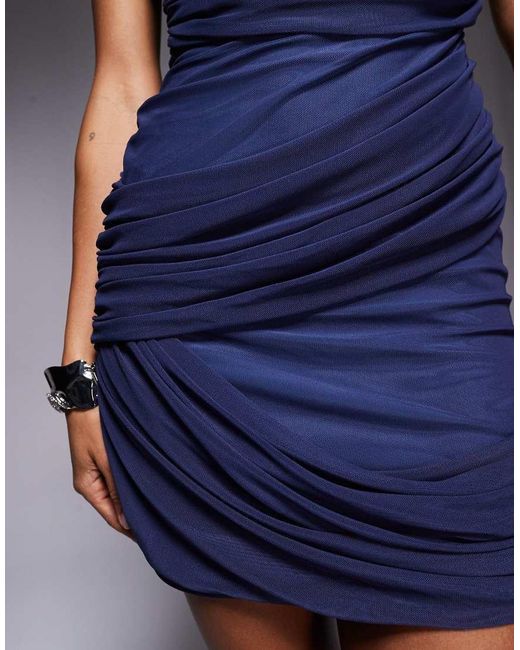 Vestito Corto Accollato di ASOS in Blue