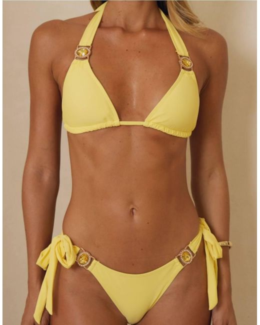 Moda Minx Yellow Amour Tie Side Brazilian Bikini Bottom