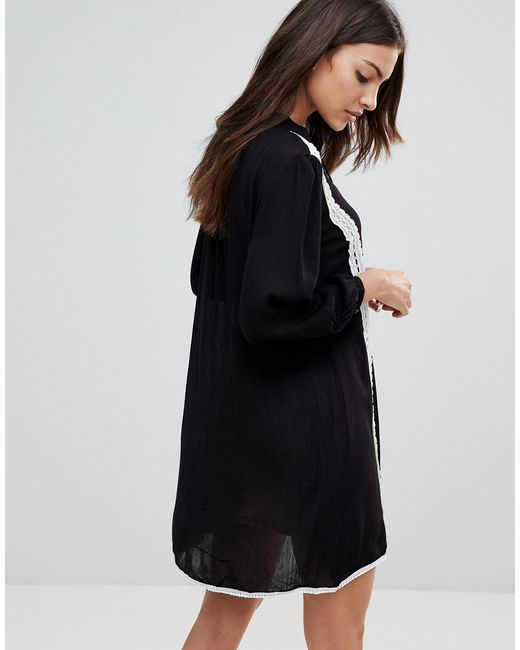 black long sleeve smock dress