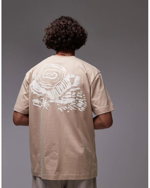 Topman Gray Premium Oversized Fit T-shirt With Front And Back Abstract Shapes Textured Print for men