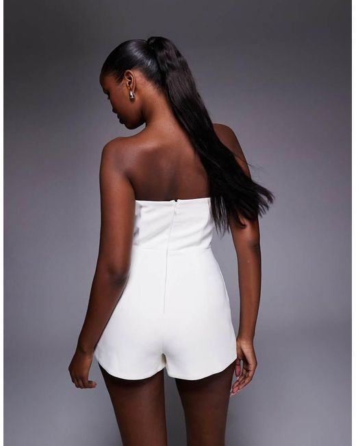 Bardot Gray Jezel Tailored Bandeau Mini Short Playsuit