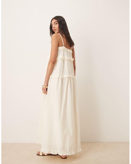 ASOS Natural Cotton Trim Insert Babydoll Maxi Dress