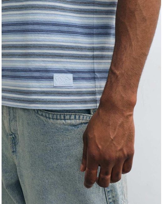 Vans Blue Stripe Ringer Loose Short Sleeve Knit for men