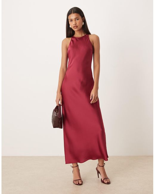 Vila Women's Red Racer Satin Maxi Dress