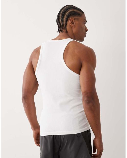 4505 White Icon Seamless Ribbed Slim Fit Tank Top for men