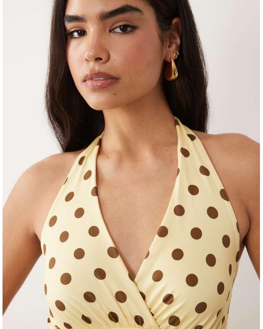 Missy Empire Natural Slinky Wrap Detail Halterneck Top Co-ord