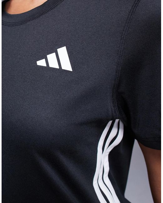 Adidas Originals Gray Adidas Training 3 Stripe T-shirt