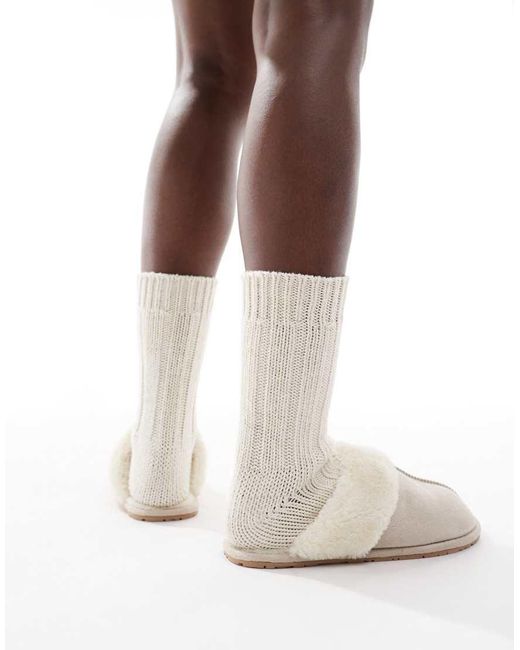 SEQWL Natural Faux Fur Mule Slippers