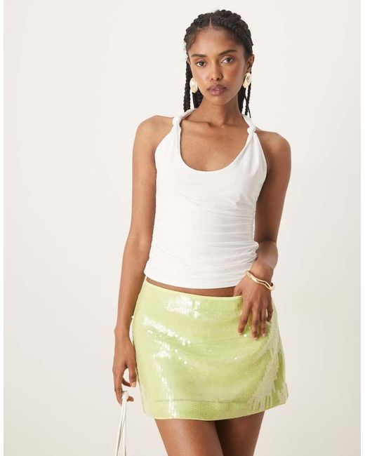Top Allacciato Al Collo Bianco Con Nodi di Abercrombie & Fitch in Green
