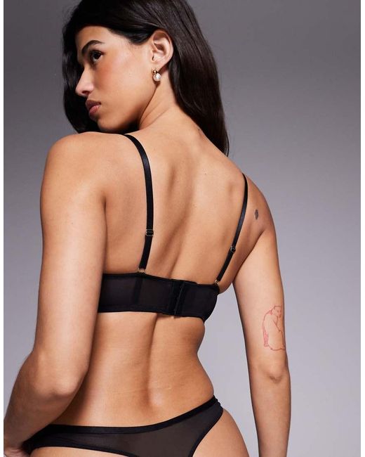 New Look Black Leopard Flocked Longline Bra