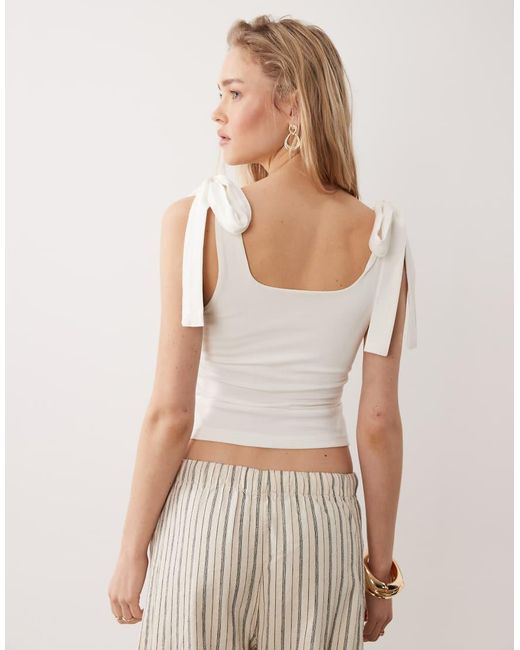 Miss Selfridge White Tie Shoulder Top