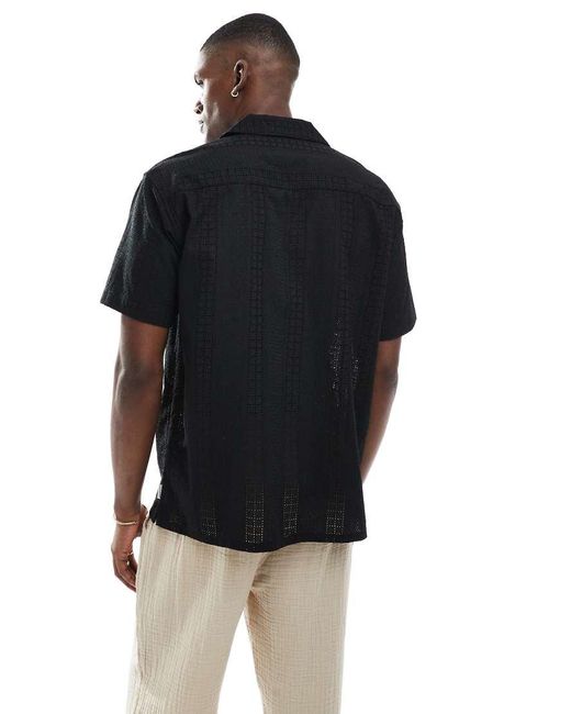 Jack & Jones Black Embroidered Pattern Shirt for men