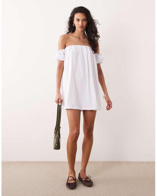ASOS Pink Off Shoulder Mini Dress