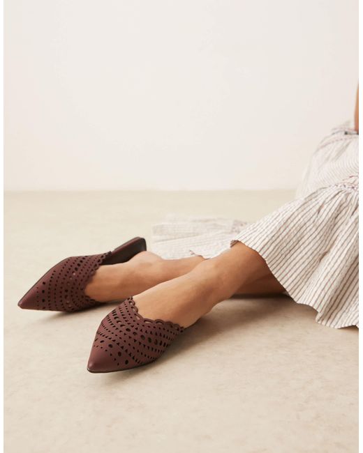 ASOS Natural Labyrinth Cut-out Pointed Flat Mules