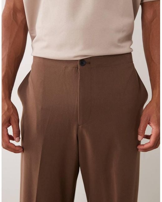 ASOS Brown Flexmaxtm Smart Wide Leg Pants for men