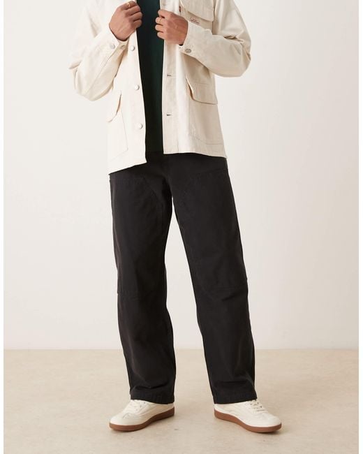 ASOS Natural Loose Straight Carpenter Trousers for men