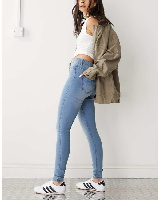 Noisy May Blue Callie High Waisted Skinny Jeans