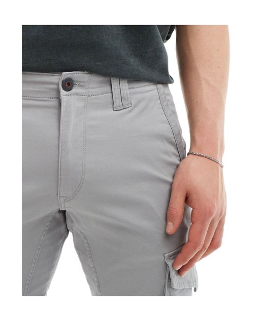 Jack & Jones Gray Cargo Trouser With Cuff for men