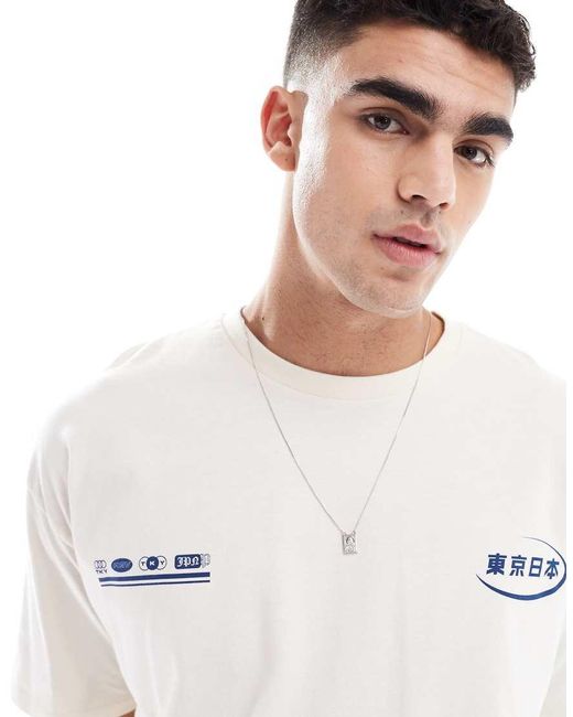 ASOS White Boxy Oversized T-shirt With Back And Chest Print for men