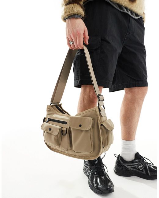 ASOS Natural Cross Body Bag With Cargo Pockets for men