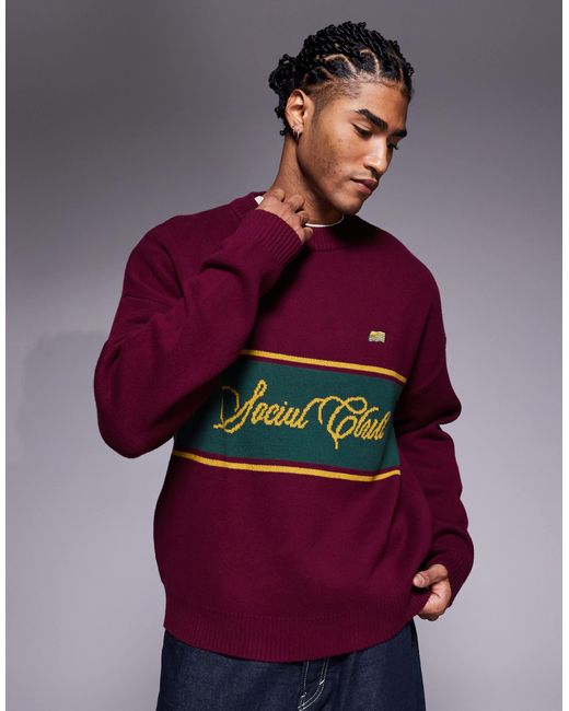 Prohibited – strickpullover mit logo in Red für Herren