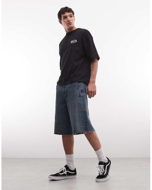 ASOS Black Boxy Oversized T-shirt With Ibiza Back Print for men