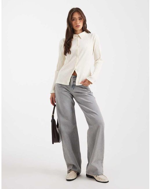 Miss Selfridge White Rib Collar Detail Shirt