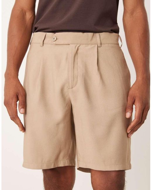 ASOS Brown Straight Fit Linen Look Chino Short for men