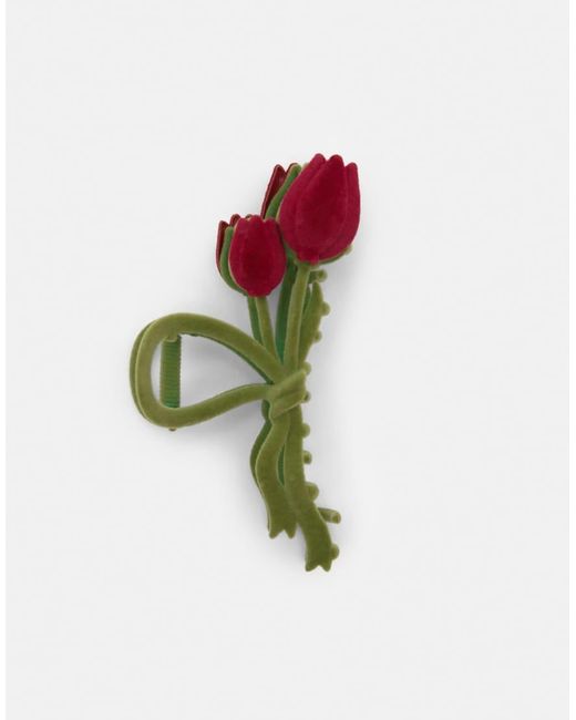 Pull&Bear Red Velvet Flower Hair Clip