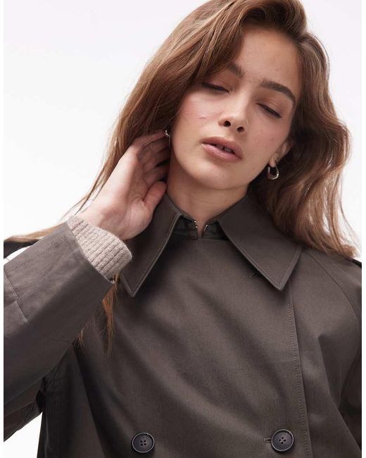 & Other Stories Brown Bold Shoulder Short Trench Jacket