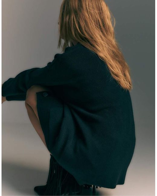 Stradivarius Regular-Fit Gebreid Vest Met Knopen in het Green