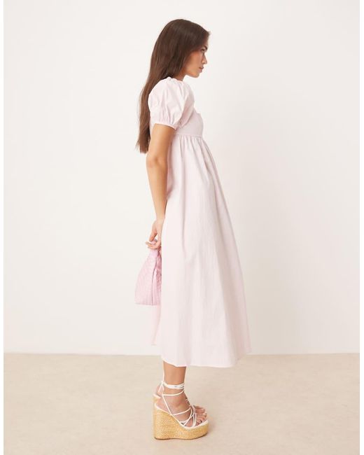 Collective The Label Pink Square Neck Puff Sleeve Midaxi Dress