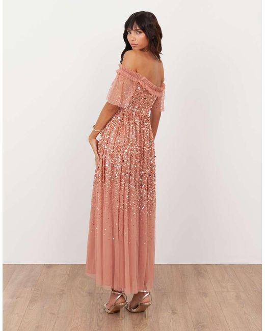 Maya Pink Embellished Bardot Midaxi Dress