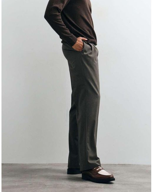 ASOS Black Smart Wide Leg Trousers With Double Pleats for men