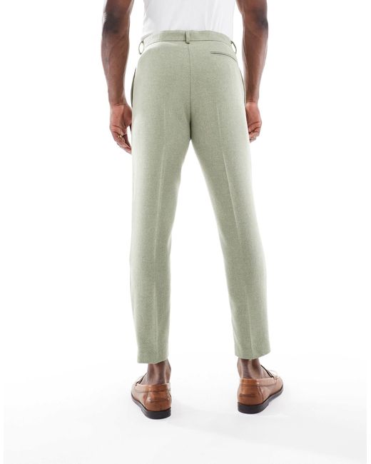 ASOS White Tapered Suit Trousers With Wool for men