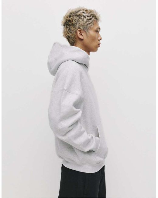Pull&Bear White Boxy Hoodie for men