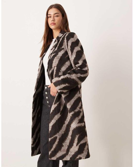 Vila Natural Zebra Print Formal Coat
