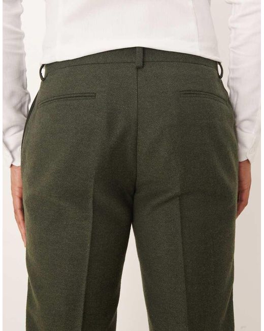 ASOS Green Slim Herringbone Suit Trouser With Wool for men
