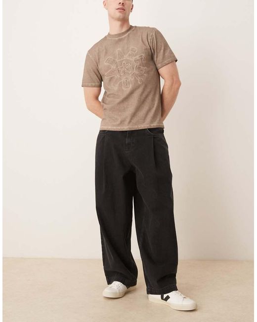 ASOS Oversized Baggy Jeans Met Geplooide Zakken in het Natural voor heren