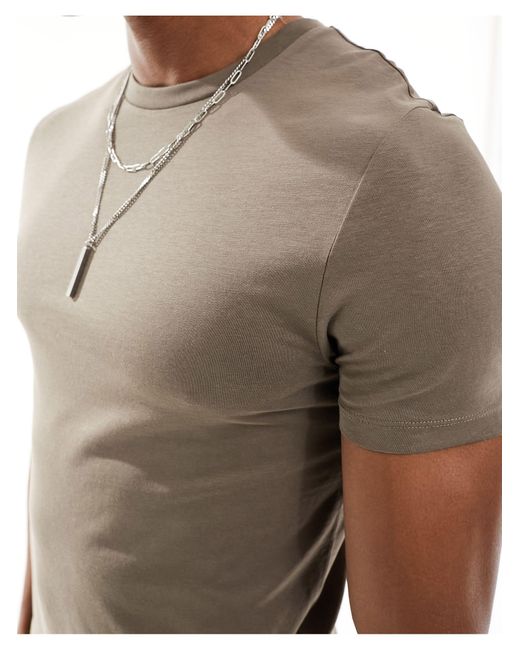 Confezione da 2 t-shirt attillate grigia e marrone di ASOS in Gray da Uomo