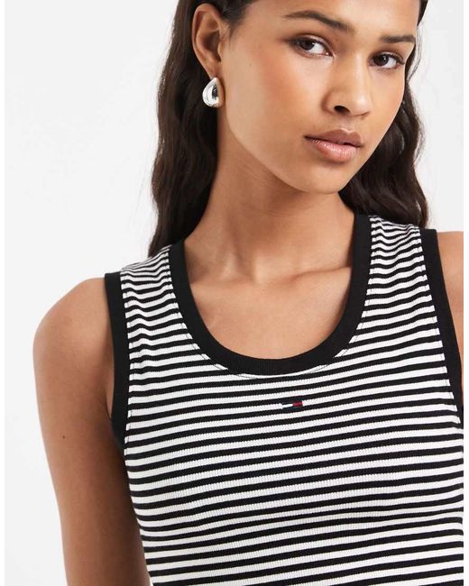 Tommy Hilfiger Black Essential Ribbed Tank Top
