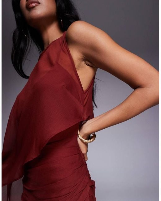 ASOS Layered Sleeve Overlay Maxi Dress With Draped Skirt