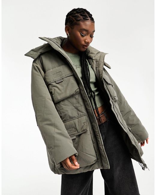 Weekday high neck clearance padded jacket with drawstring