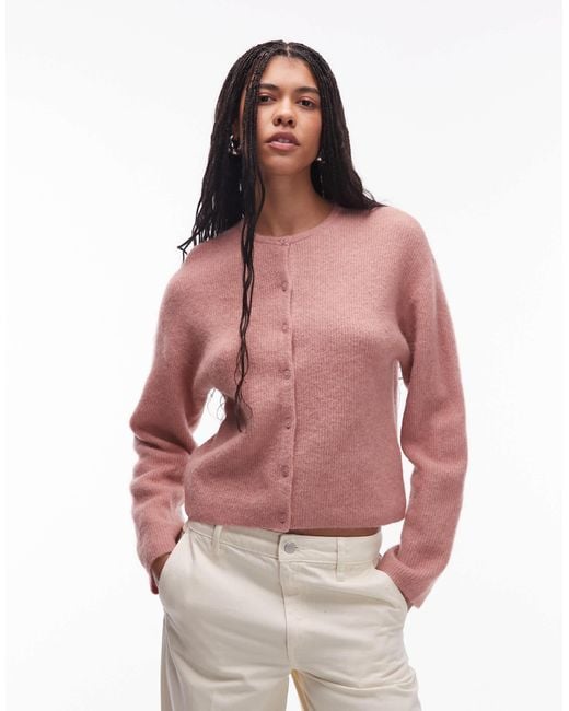 & Other Stories Pink Alpaca And Wool Cardigan With Button Front
