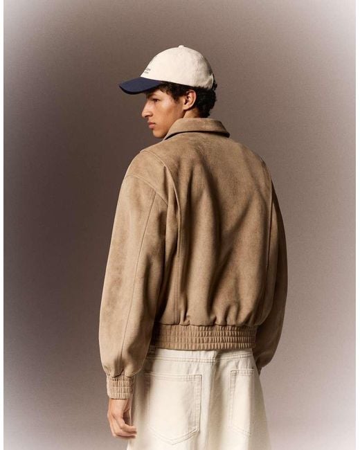 Bershka Brown Faux Suede Jacket for men