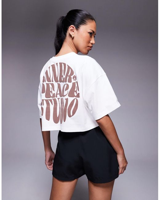 Icon - t-shirt crop top en coton épais à séchage rapide avec imprimé au dos 4505 en coloris Gray