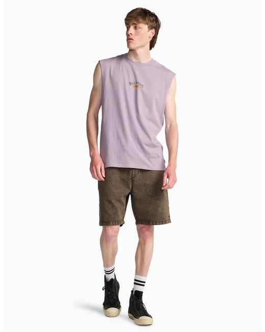 Billabong Purple Burn Out Muscle T-Shirt for men