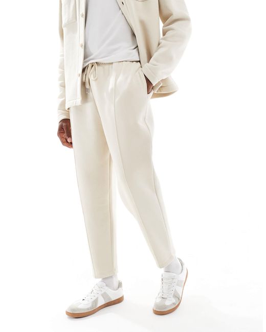 ASOS White Tapered Fit Fixed Hem joggers With Pleats for men